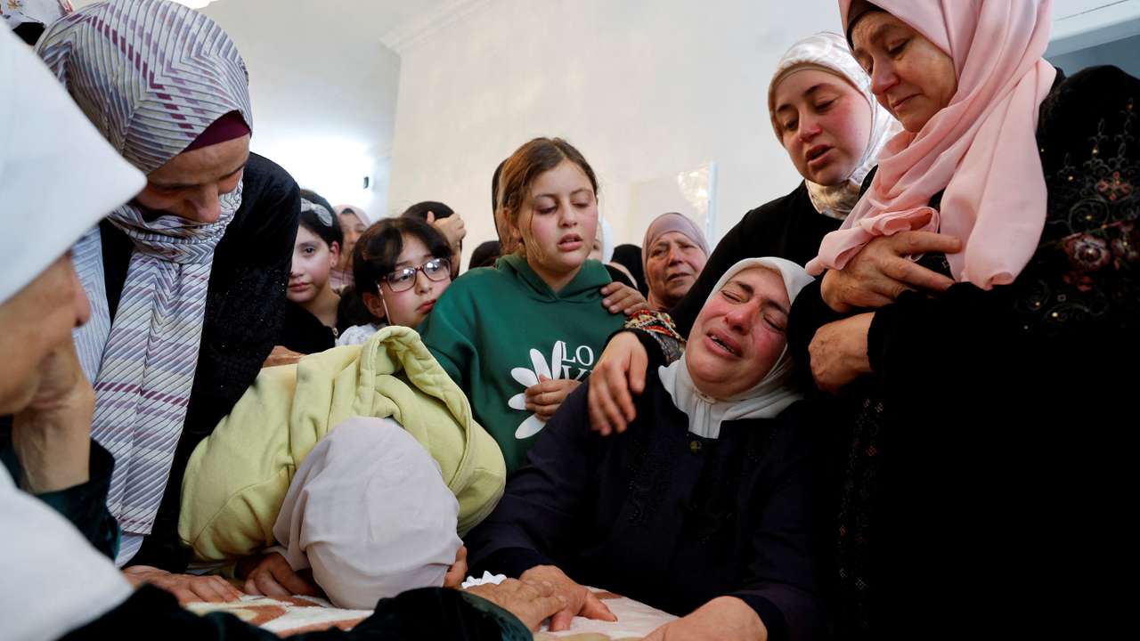 FILE PHOTO: Mourners attend the funeral of Palestinian Yazan Ishtayeh who was killed in an Israeli raid, near Nablus