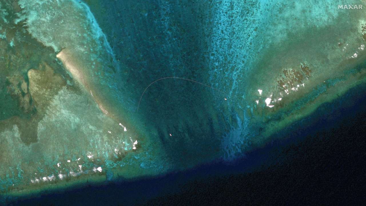 Satellite images of Scarborough Shoal, South China Sea