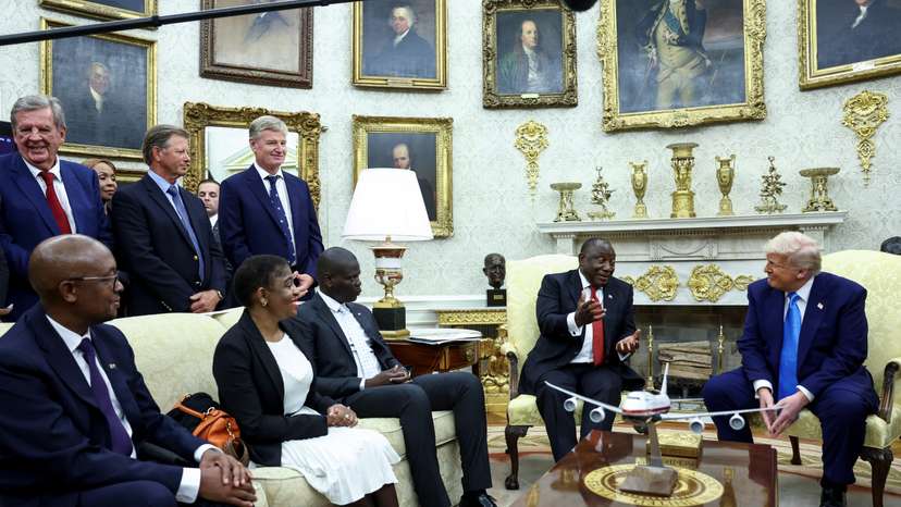 U.S. President Donald Trump meets South African President Cyril Ramaphosa at the White house