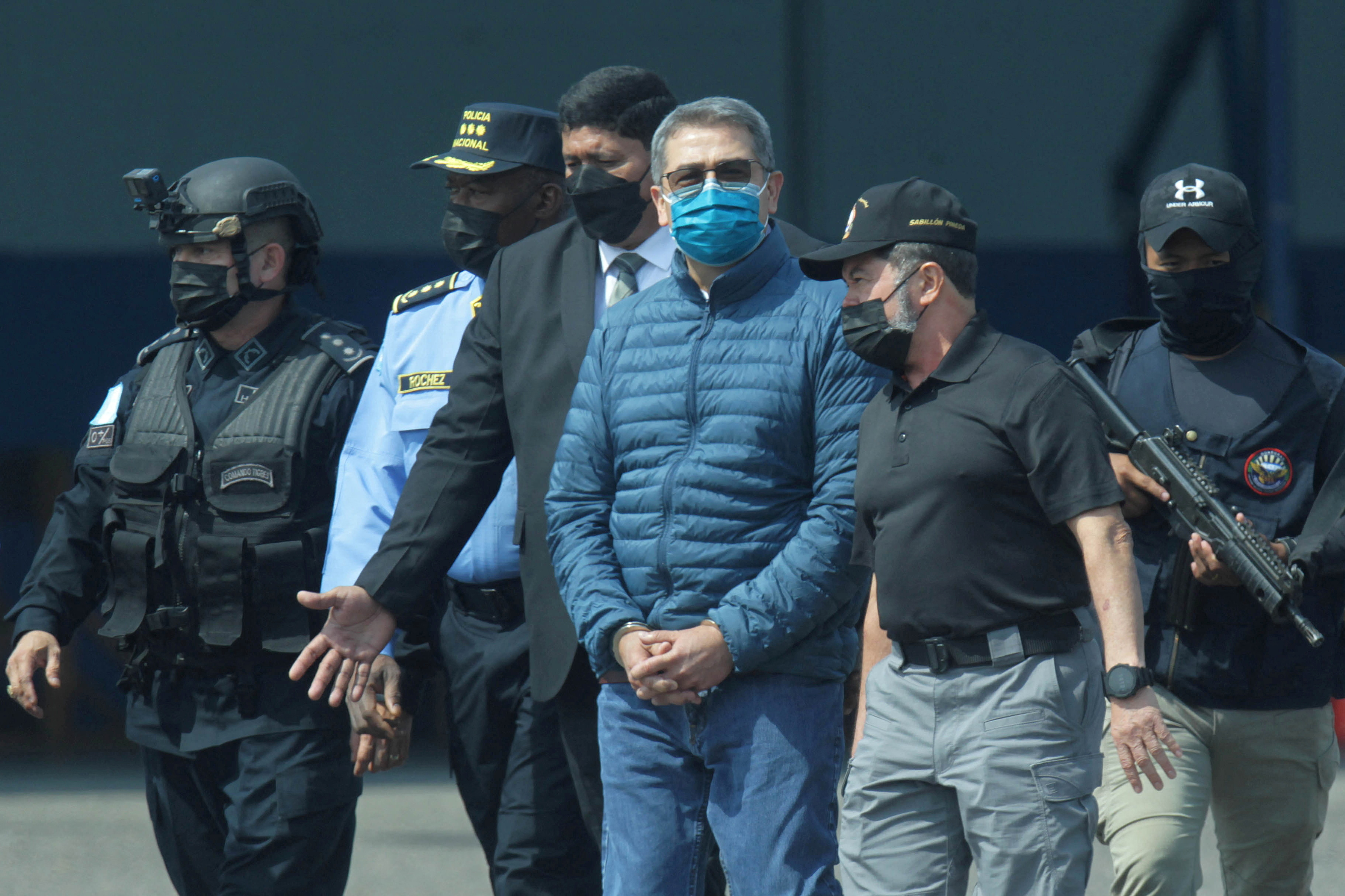 Honduras former President Juan Orlando Hernandez is being transported to the U.S., in Tegucigalpa