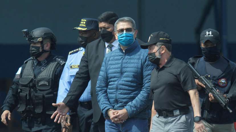 Honduras former President Juan Orlando Hernandez is being transported to the U.S., in Tegucigalpa