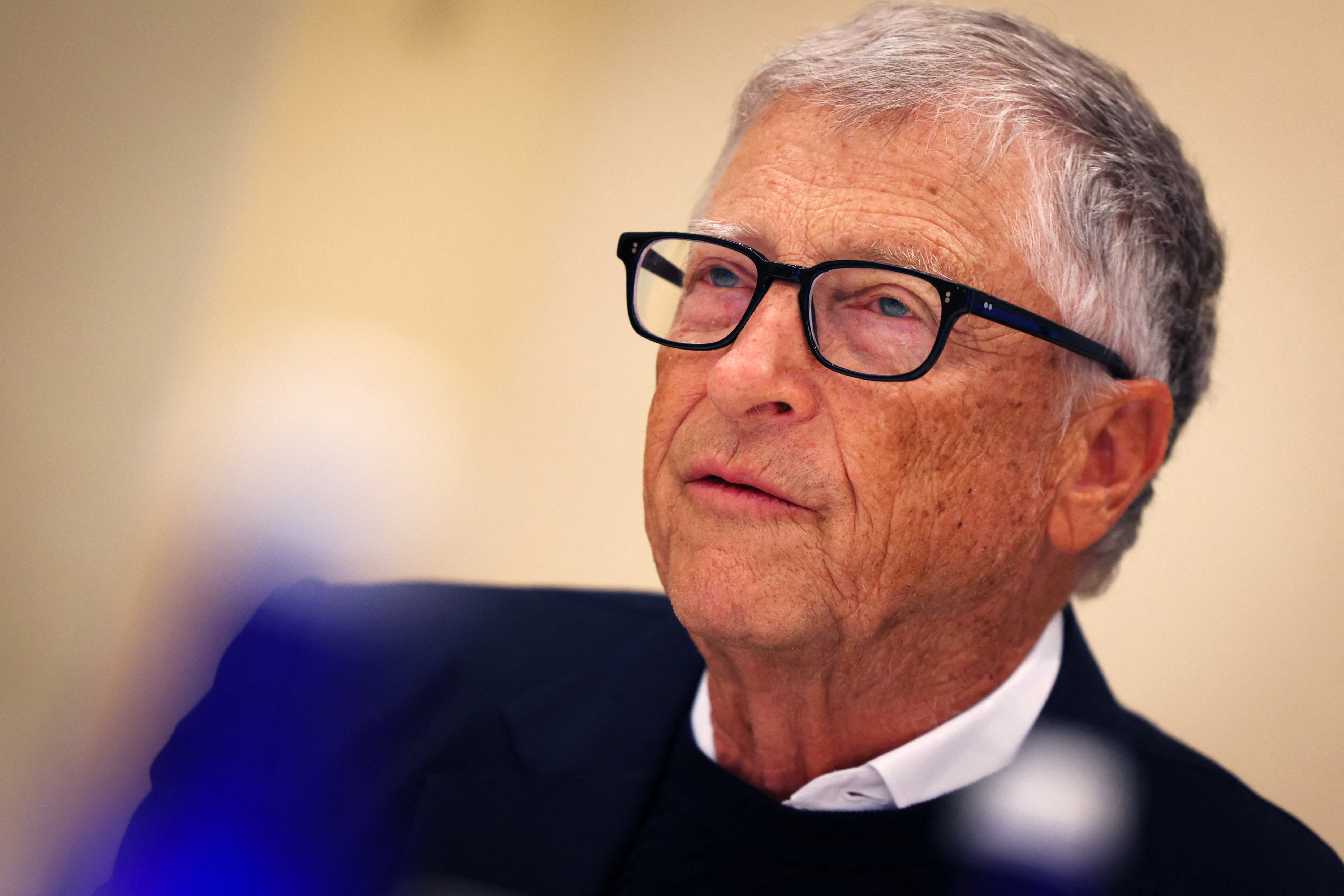 Bill Gates speaks during an interview with Reuters in New York City