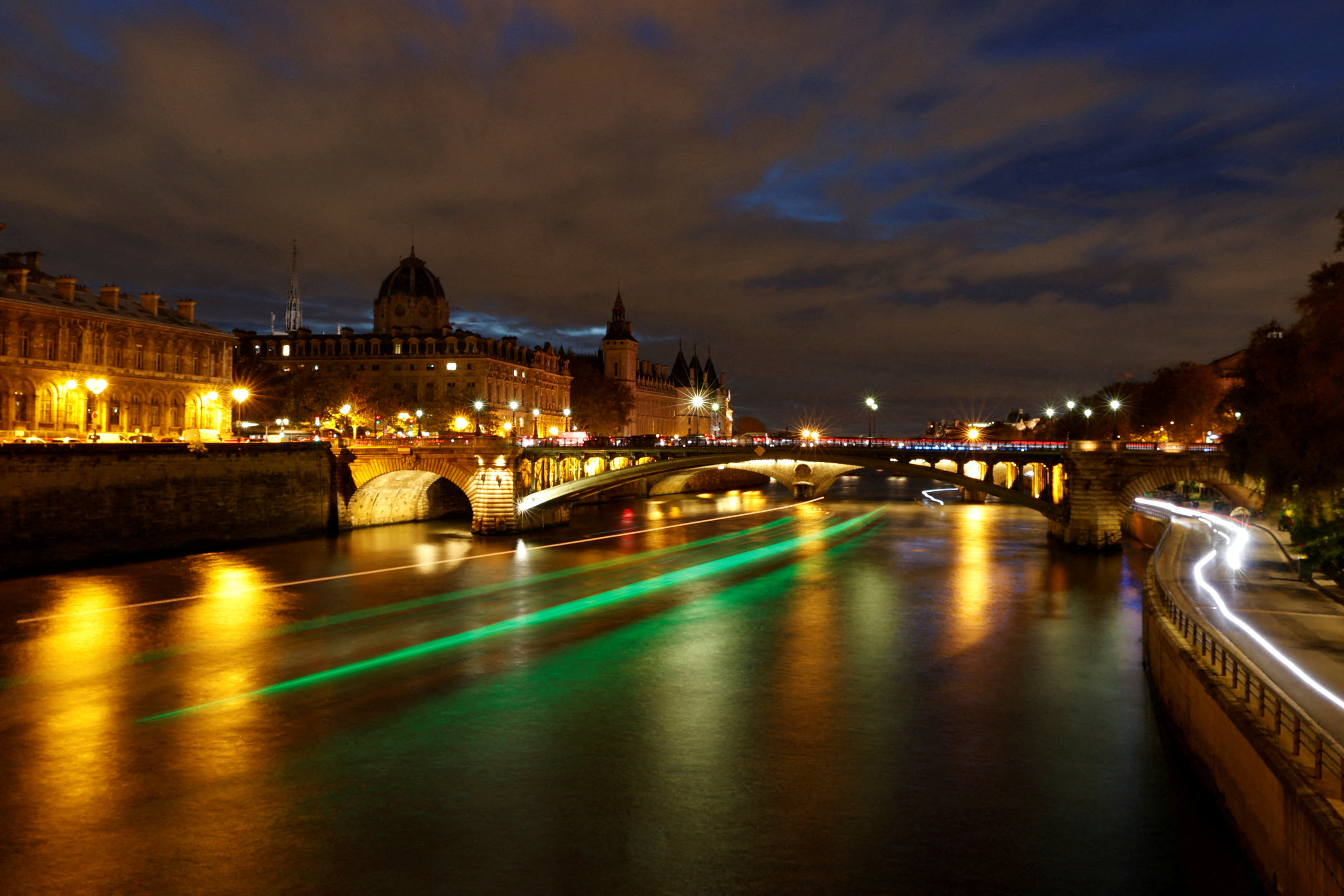 FILE PHOTO: A view shows the River Seine by night in Paris