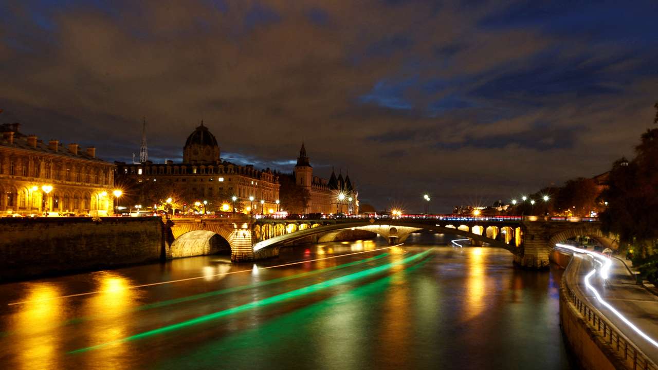 FILE PHOTO: A view shows the River Seine by night in Paris