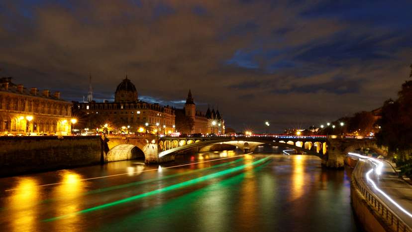 FILE PHOTO: A view shows the River Seine by night in Paris