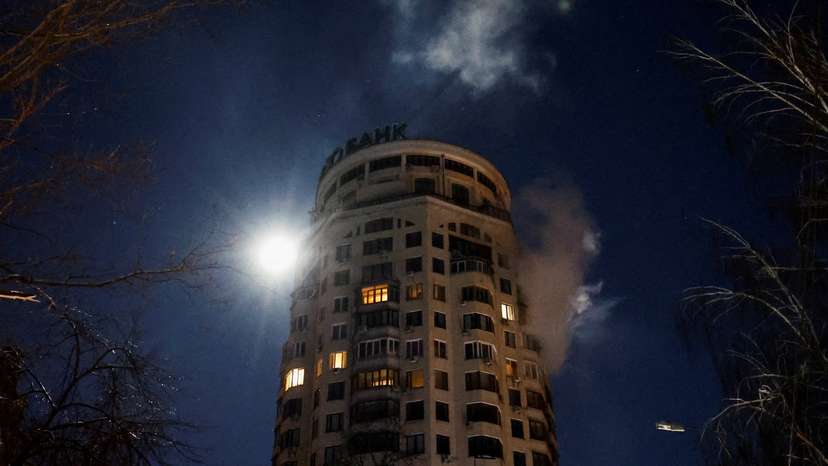 Aftermath of Russian missile and drone attacks, in Kyiv