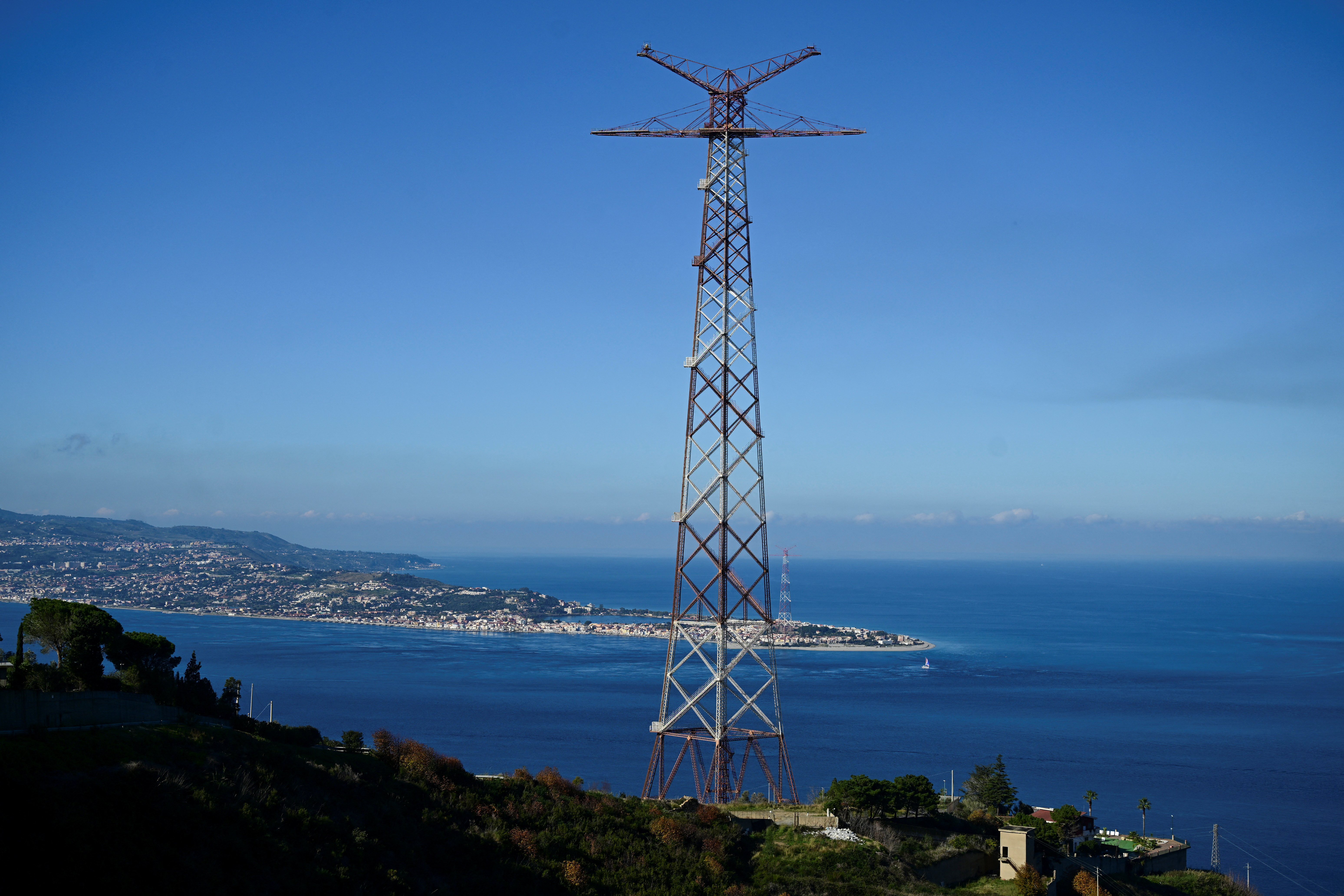 A view shows the Strait of Messina