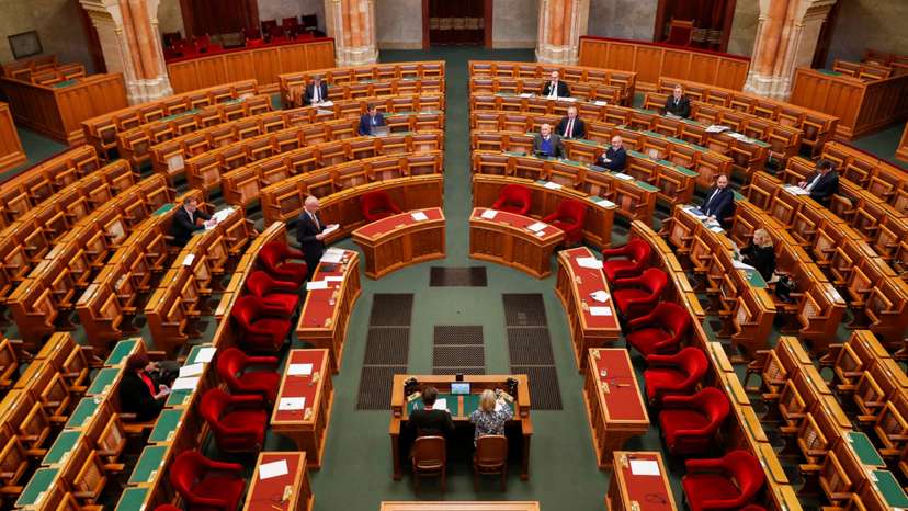 FILE PHOTO: General view as the Hungarian parliament starts debating the ratification of Finland and Sweden's NATO membership in Budapest
