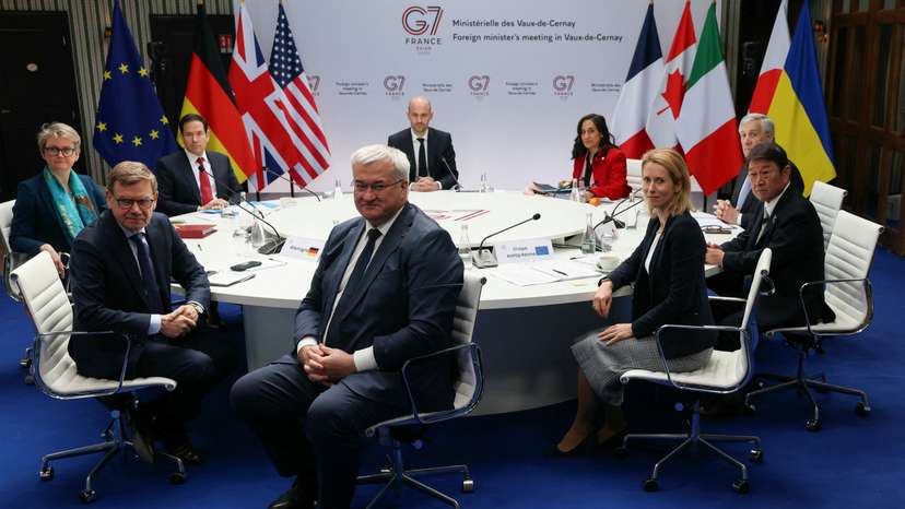 G7 foreign ministers meet at the Vaux-de-Cernay Abbey near Paris