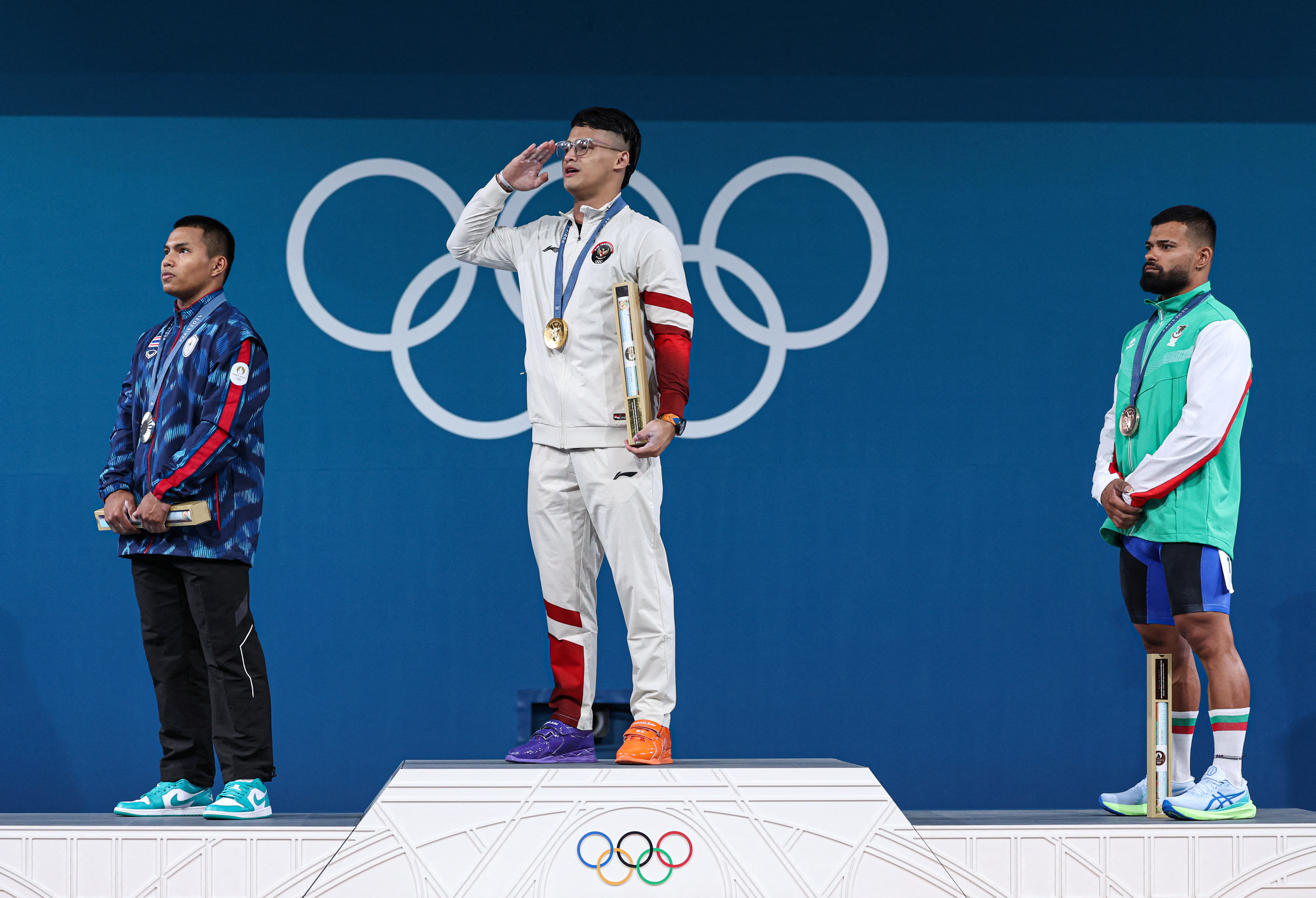 Weightlifting - Men's 73kg Victory Ceremony