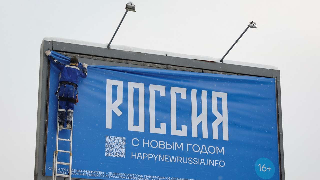 A view shows a billboard in Moscow