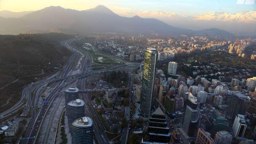 A general view of buildings at a business district in Santiago