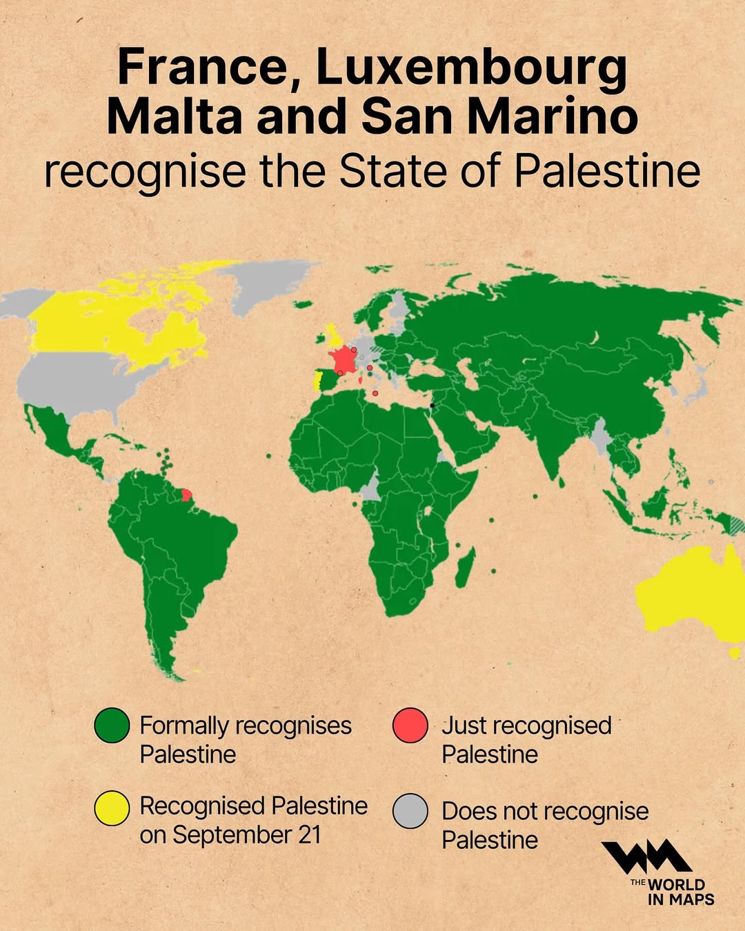 At the UN General Assembly in New York, four more European countries — France, Luxembourg, Malta