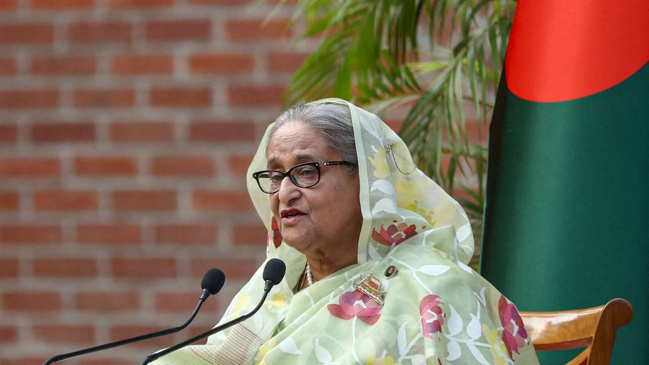 FILE PHOTO: Bangladesh's then-Prime Minister Sheikh Hasina in Dhaka