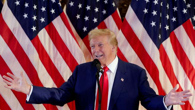 FILE PHOTO: Former U.S. President Trump attends a press conference, in New York