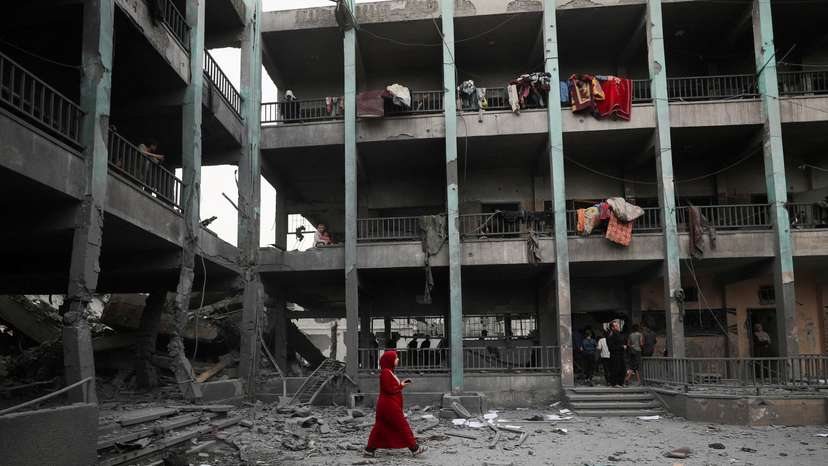 FILE PHOTO: Aftermath of an Israeli strike at a school sheltering displaced people, in Jabalia refugee camp