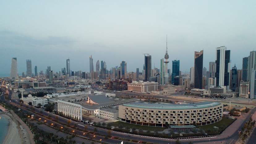 An aerial view shows Kuwait City and the National Assembly Building (Kuwait Parliament), after the country entered virtual lockdown, as a preventive measure against coronavirus disease (COVID-19) in Kuwait City