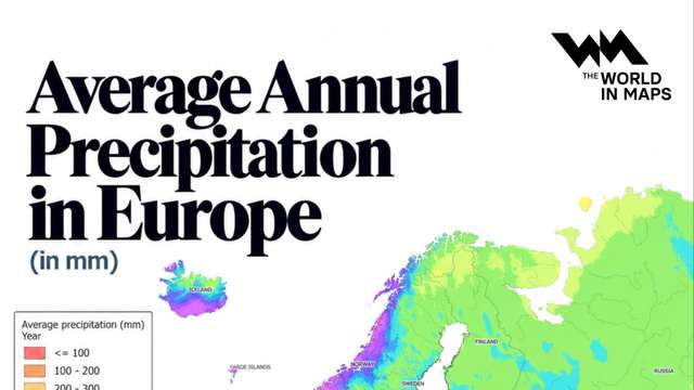 Europe's rainfall divide: Norway's coast receives over 3,000 mm while parts of Spain remain dry