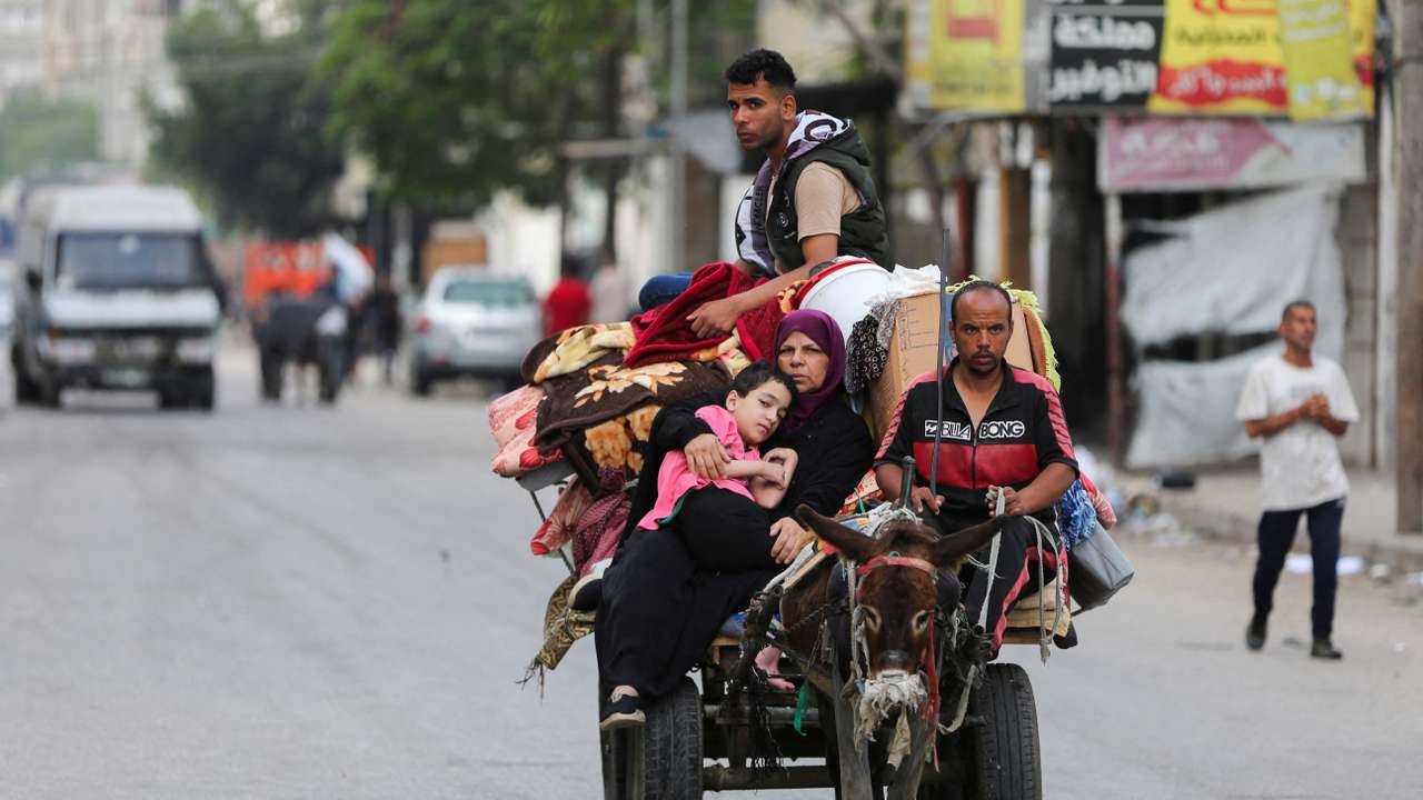 Palestinians flee Rafah due to an Israeli military operation, in Rafah, in the southern Gaza Strip