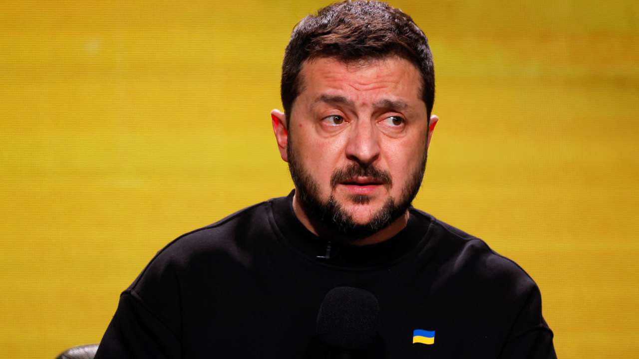 FILE PHOTO: Ukraine's President Volodymyr Zelenskiy holds a press conference in Kyiv