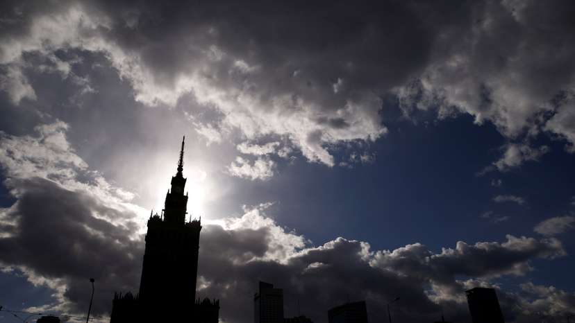 City skyline with Palace of Culture and Science is pictured in Warsaw