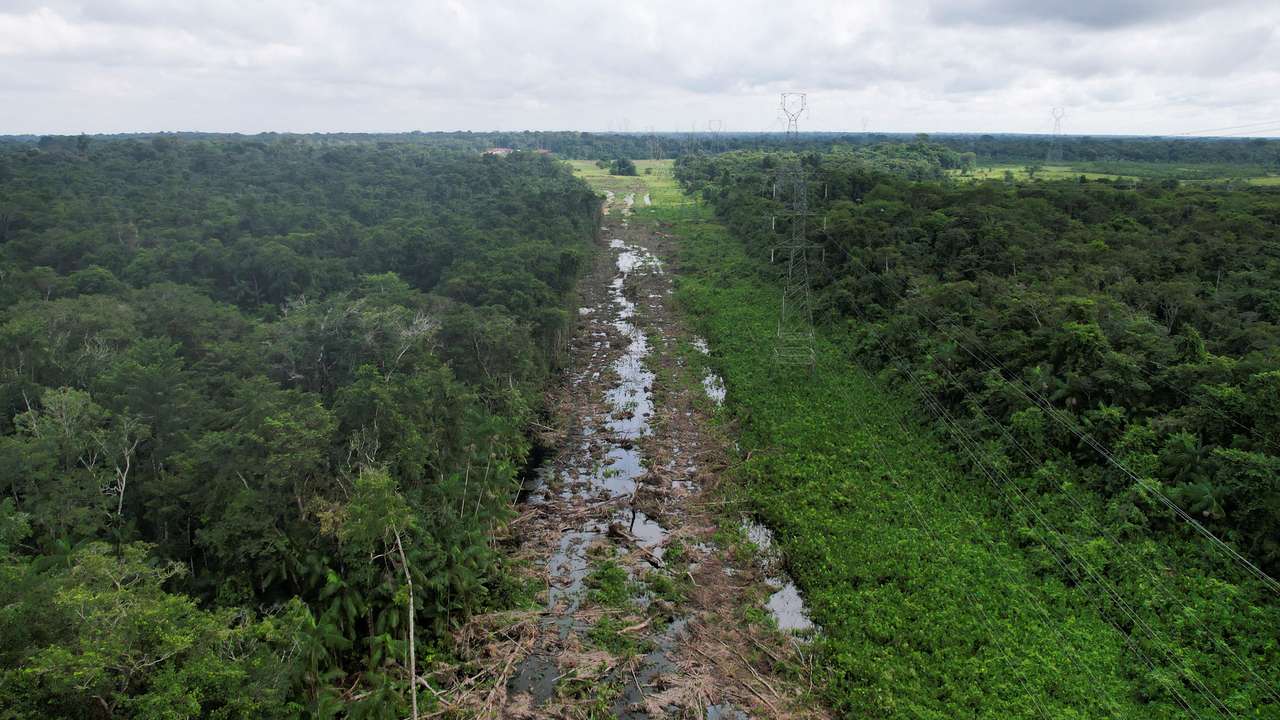 Avenida Liberdade road construction ahead of COP30 summit, in Belem