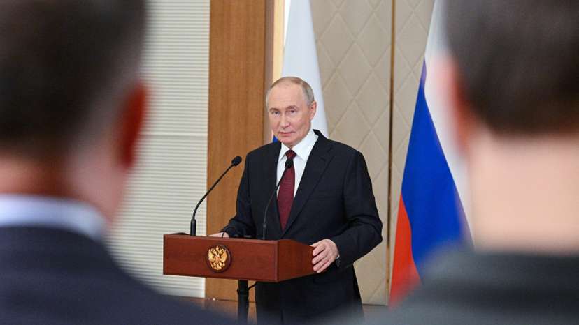 Russian President Putin attends a press conference in Astana