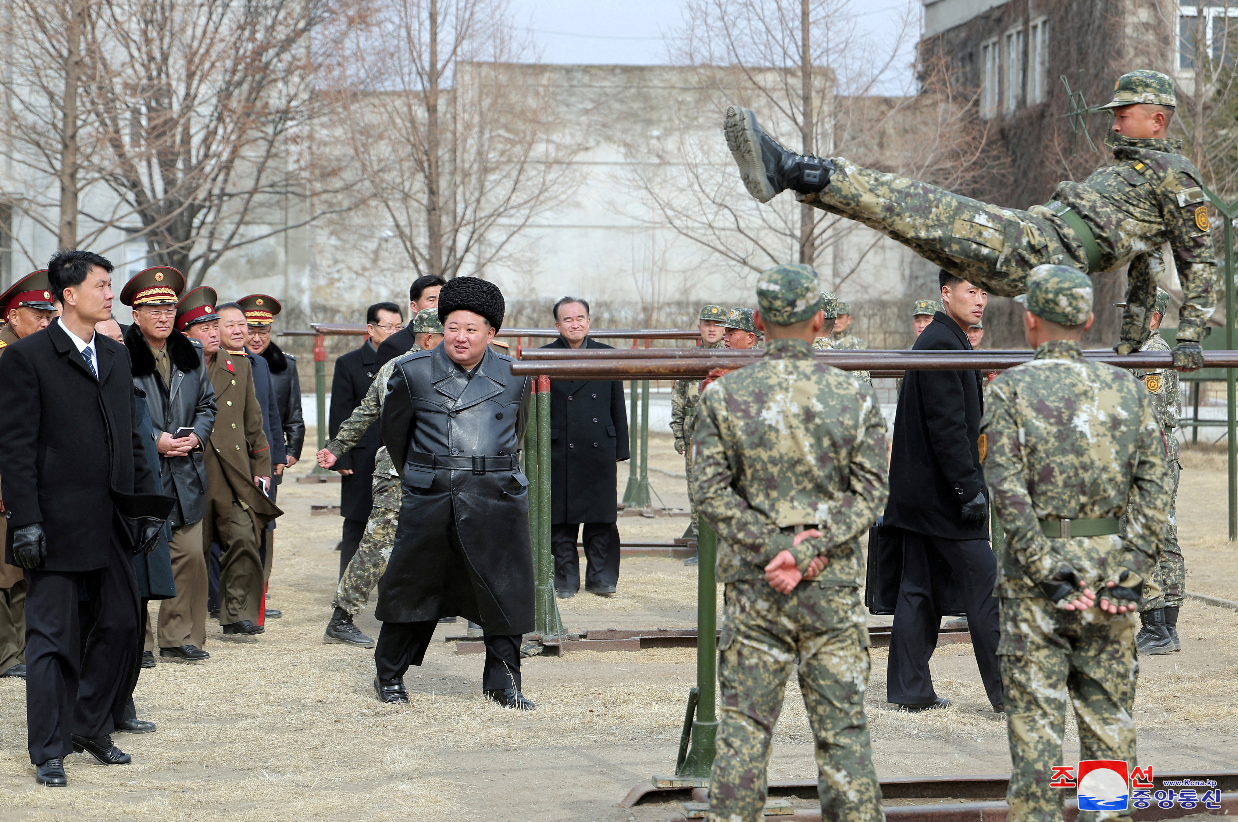 North Korean leader Kim Jong Un visits the Kang Kon Military Academy, in Pyongyang