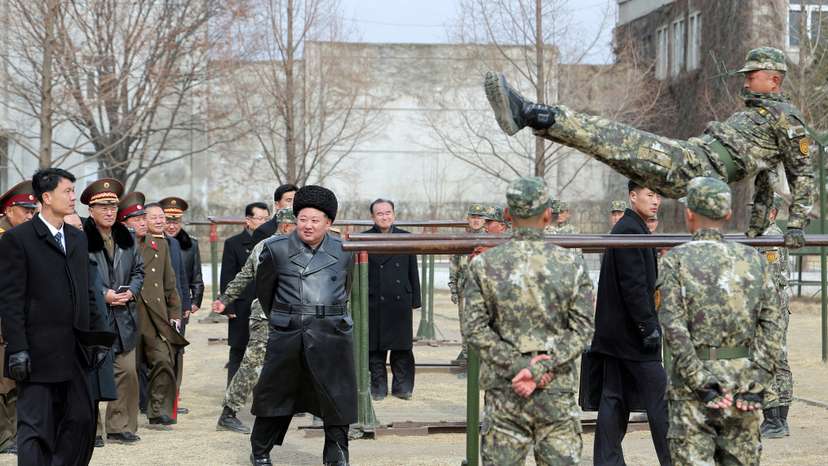 North Korean leader Kim Jong Un visits the Kang Kon Military Academy, in Pyongyang
