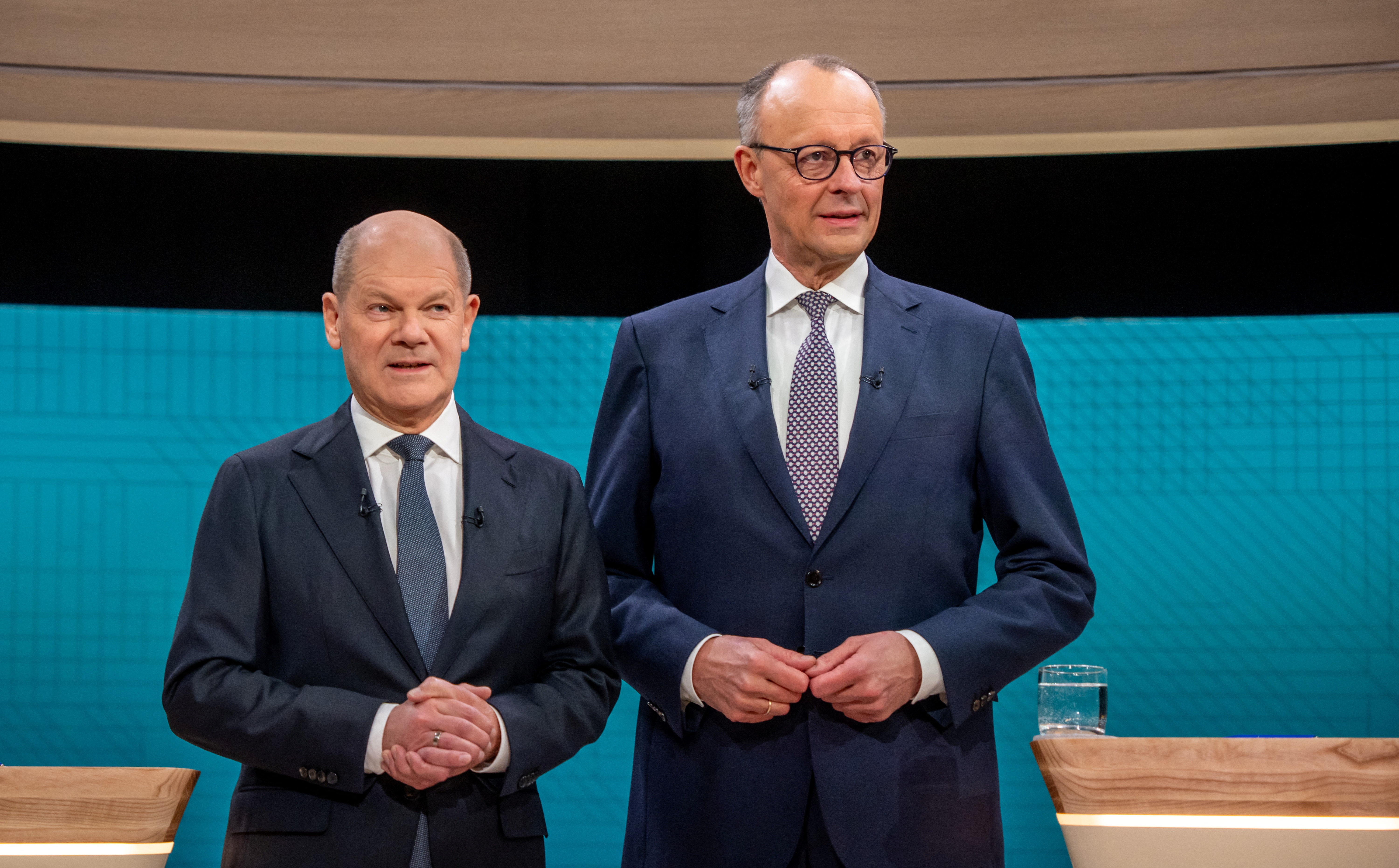 TV debate between German Chancellor Olaf Scholz and conservative challenger Friedrich Merz