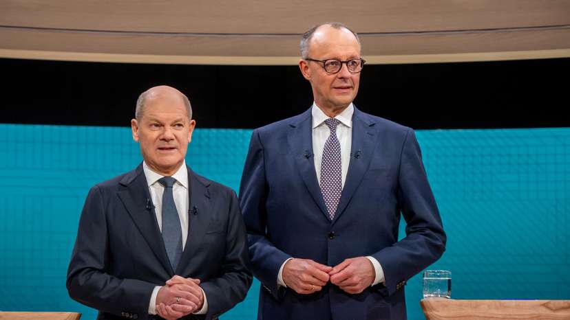 TV debate between German Chancellor Olaf Scholz and conservative challenger Friedrich Merz