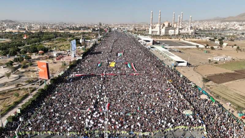 FILE PHOTO: Houthi supporters rally after U.S. and Britain carry out strikes against Houthis