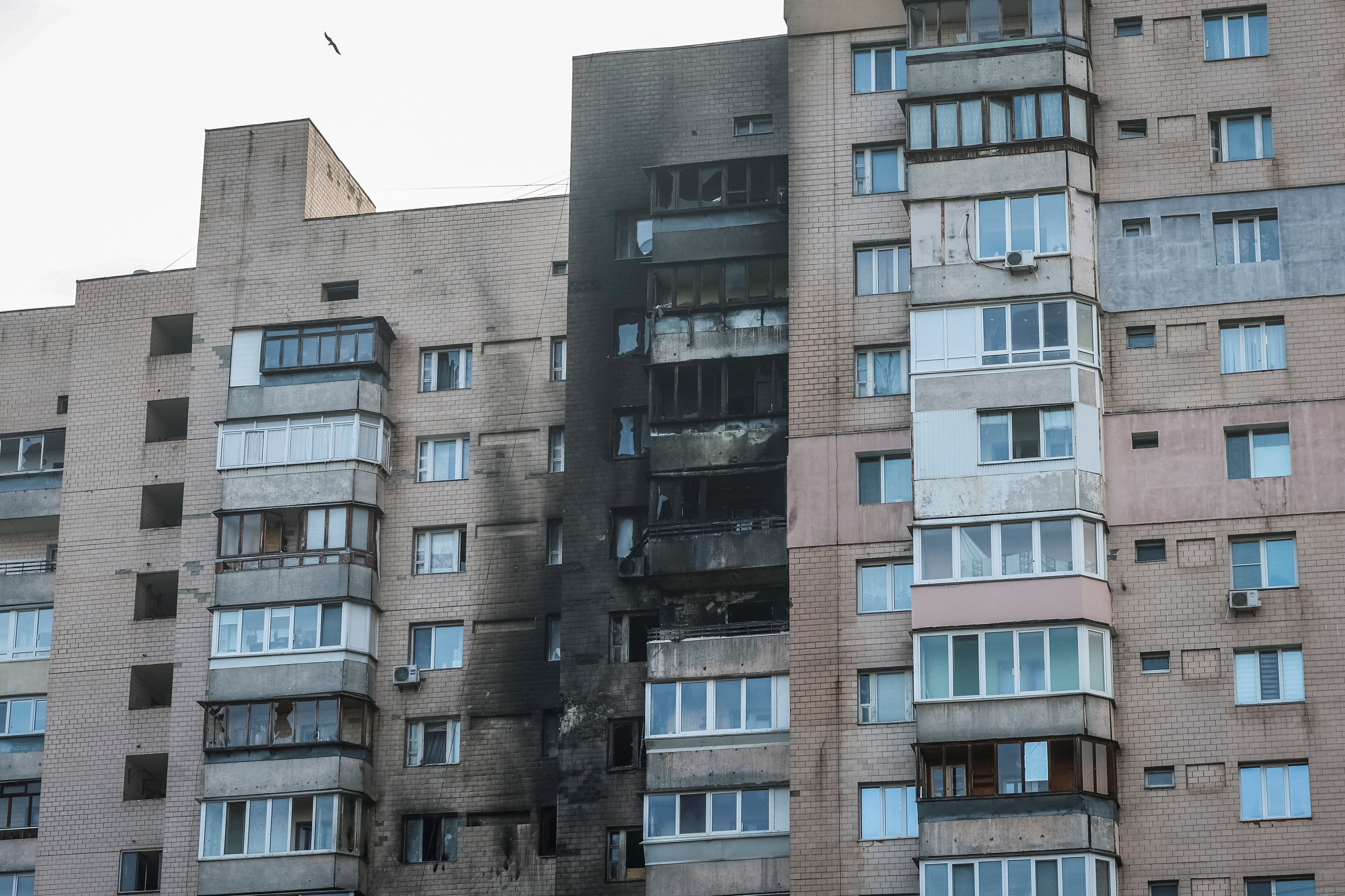 Aftermath of Russian missile and drone attack in Kyiv