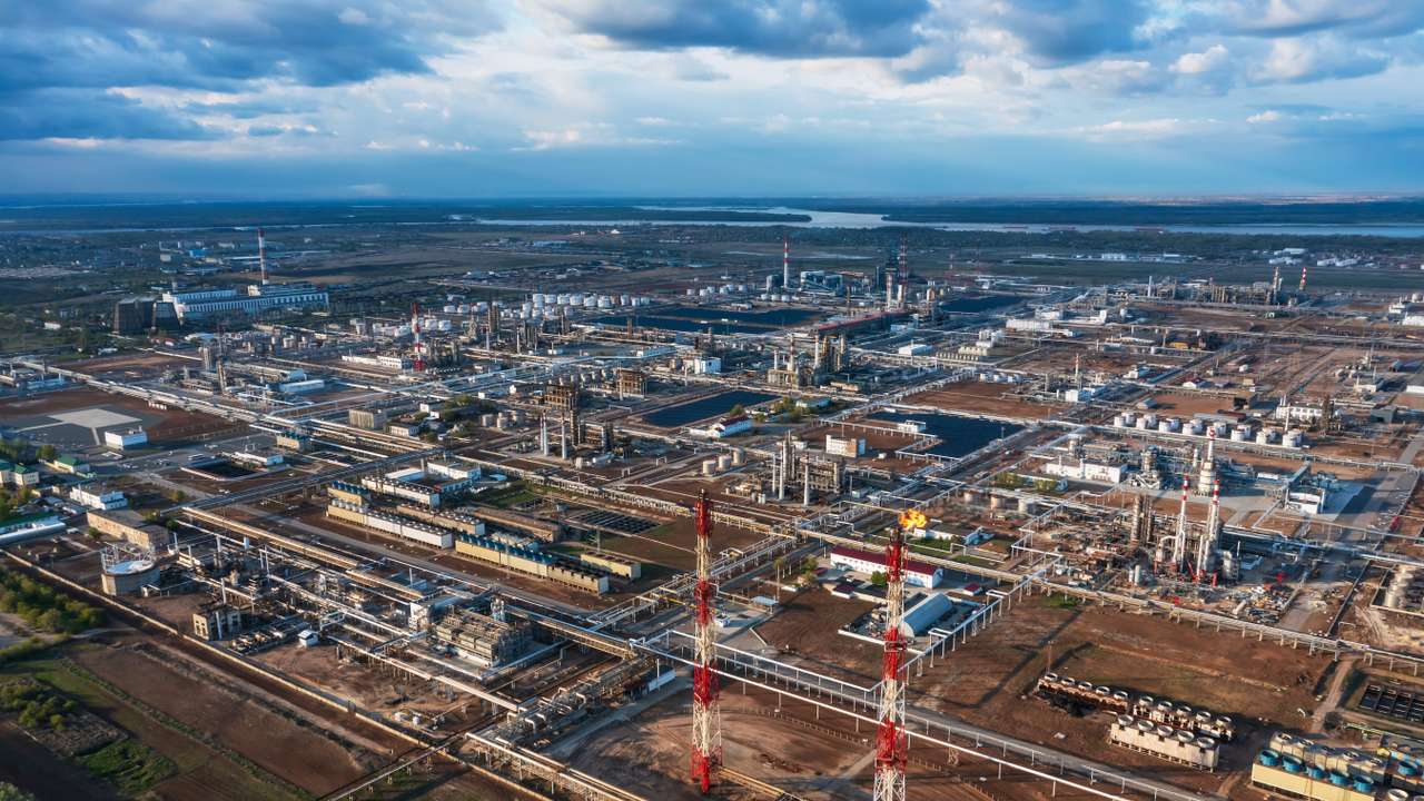 FILE PHOTO: A general view shows the oil refinery of the Lukoil company in Volgograd