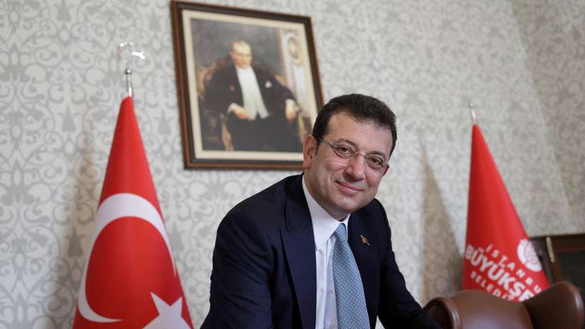 Istanbul Mayor Imamoglu poses during an interview with Reuters in Istanbul