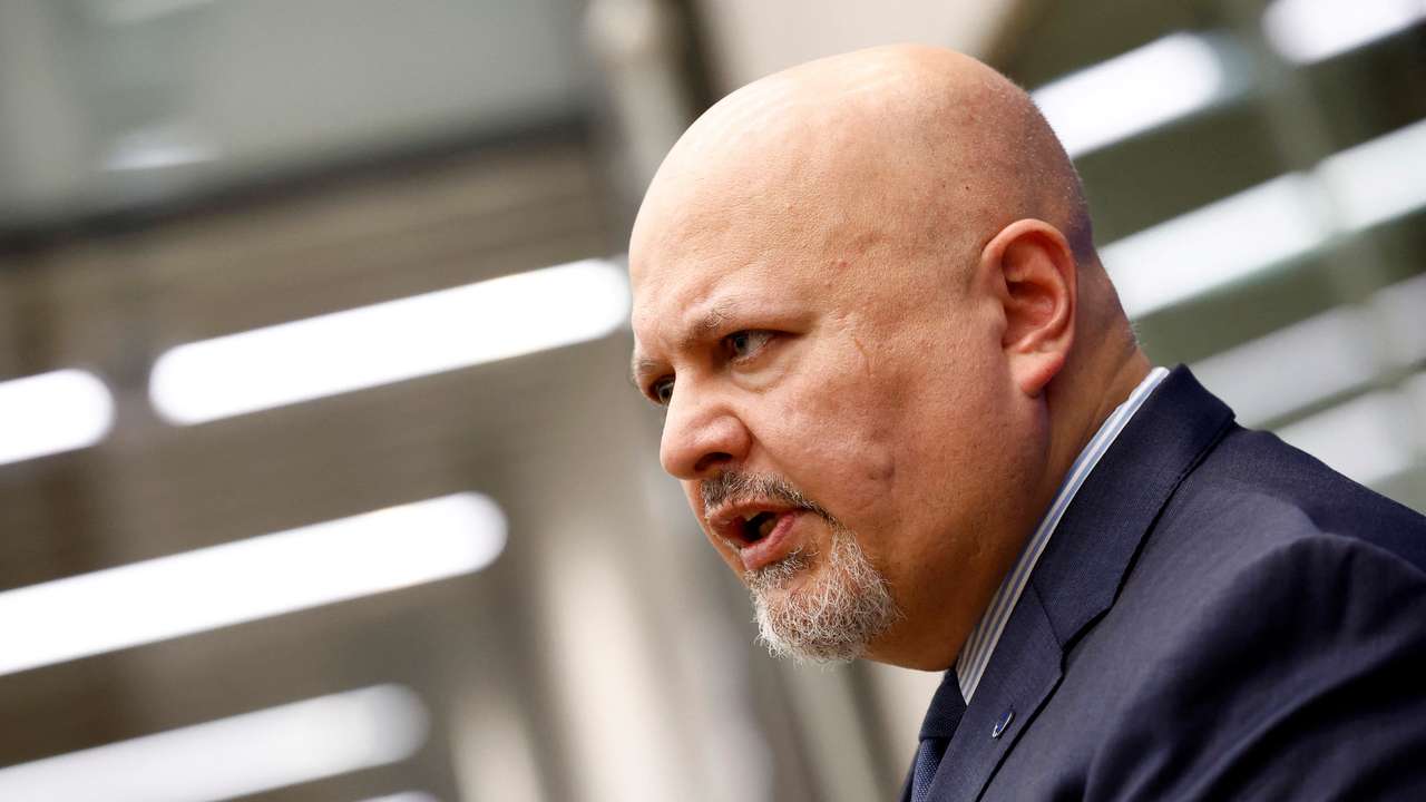 International Criminal Court Prosecutor Karim Khan speaks during an interview with Reuters