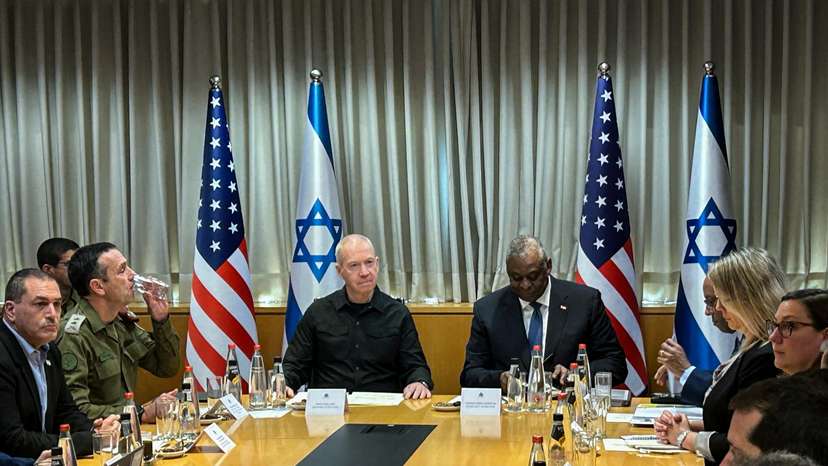 U.S. Secretary of Defense Lloyd Austin and Israeli Defense Minister Yoav Gallant meet in Tel Aviv