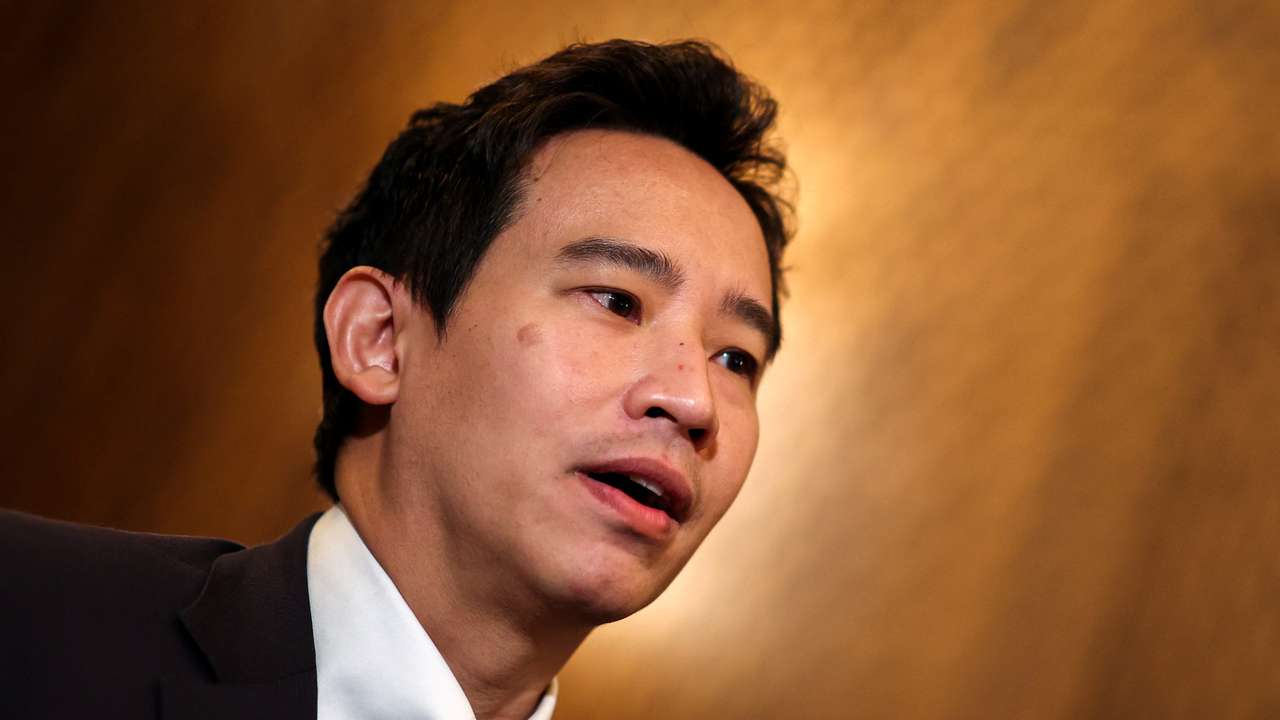 Former Move Forward Party leader Pita Limjaroenrat speaks during an interview with Reuters in Bangkok