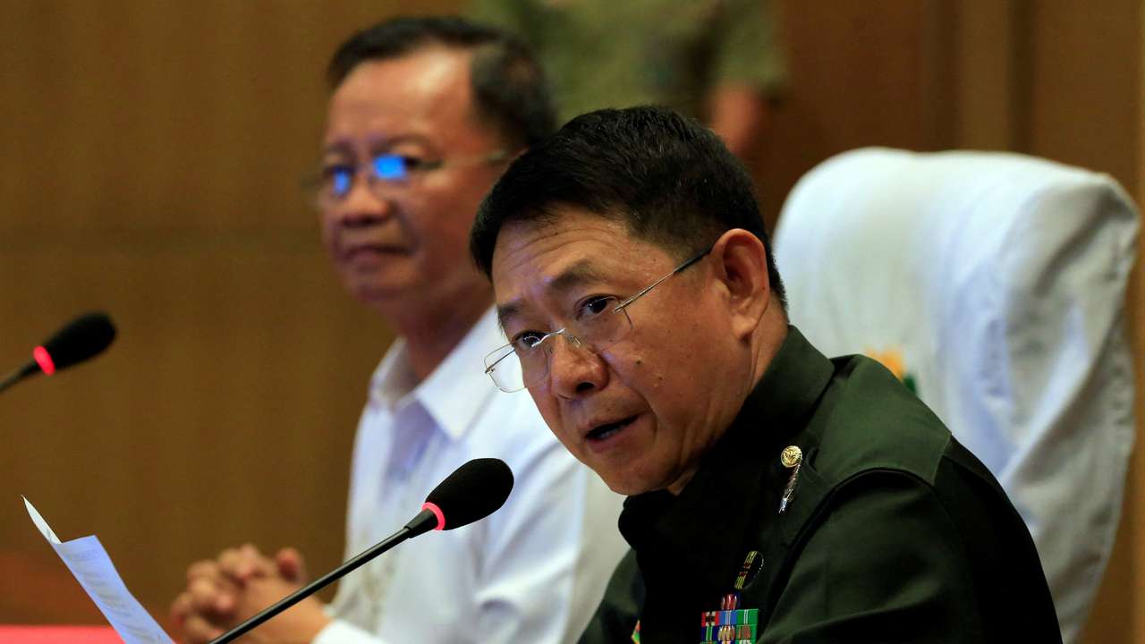 FILE PHOTO: AFP Chief of Staff Gen. Eduardo Ano with PDEA Director General Isidro Lapena, answer questions after signing the memorandum of agreement in Manila