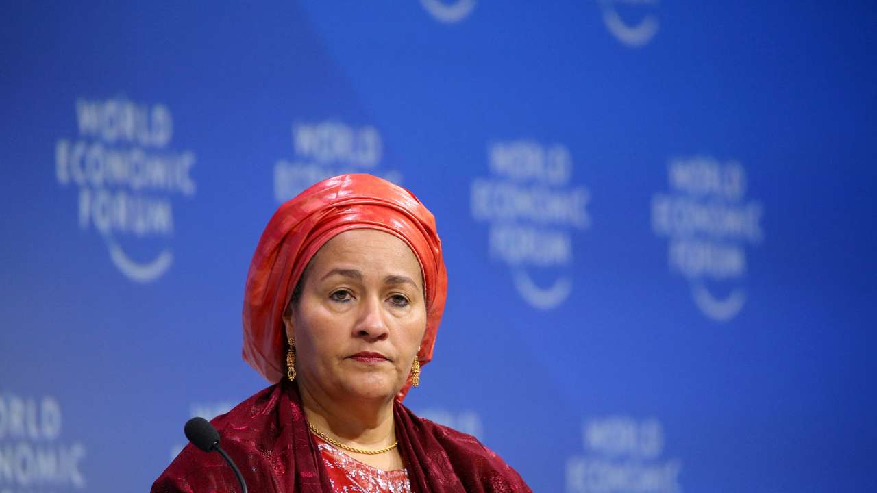 FILE PHOTO: Nigeria's Amina Mohammed, Deputy Secretary-General of the United Nations, looks on during the official opening of the World Economic Forum on Africa in Cape Town