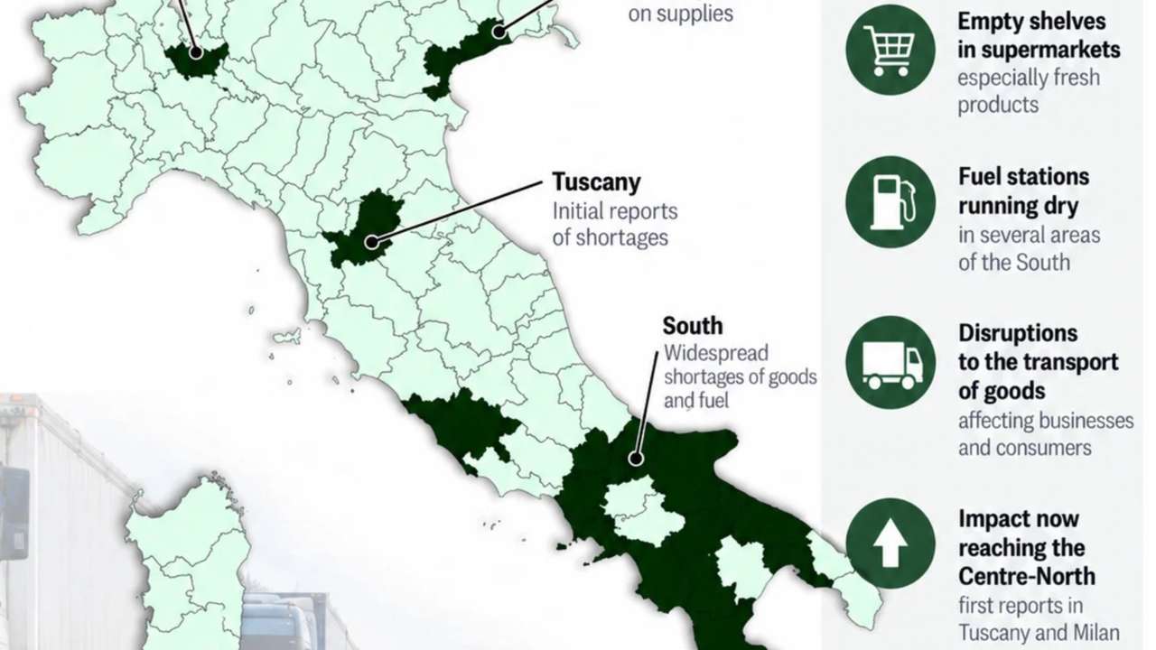 Italy truck drivers' protests disrupt food and fuel supplies as government moves to end blockades