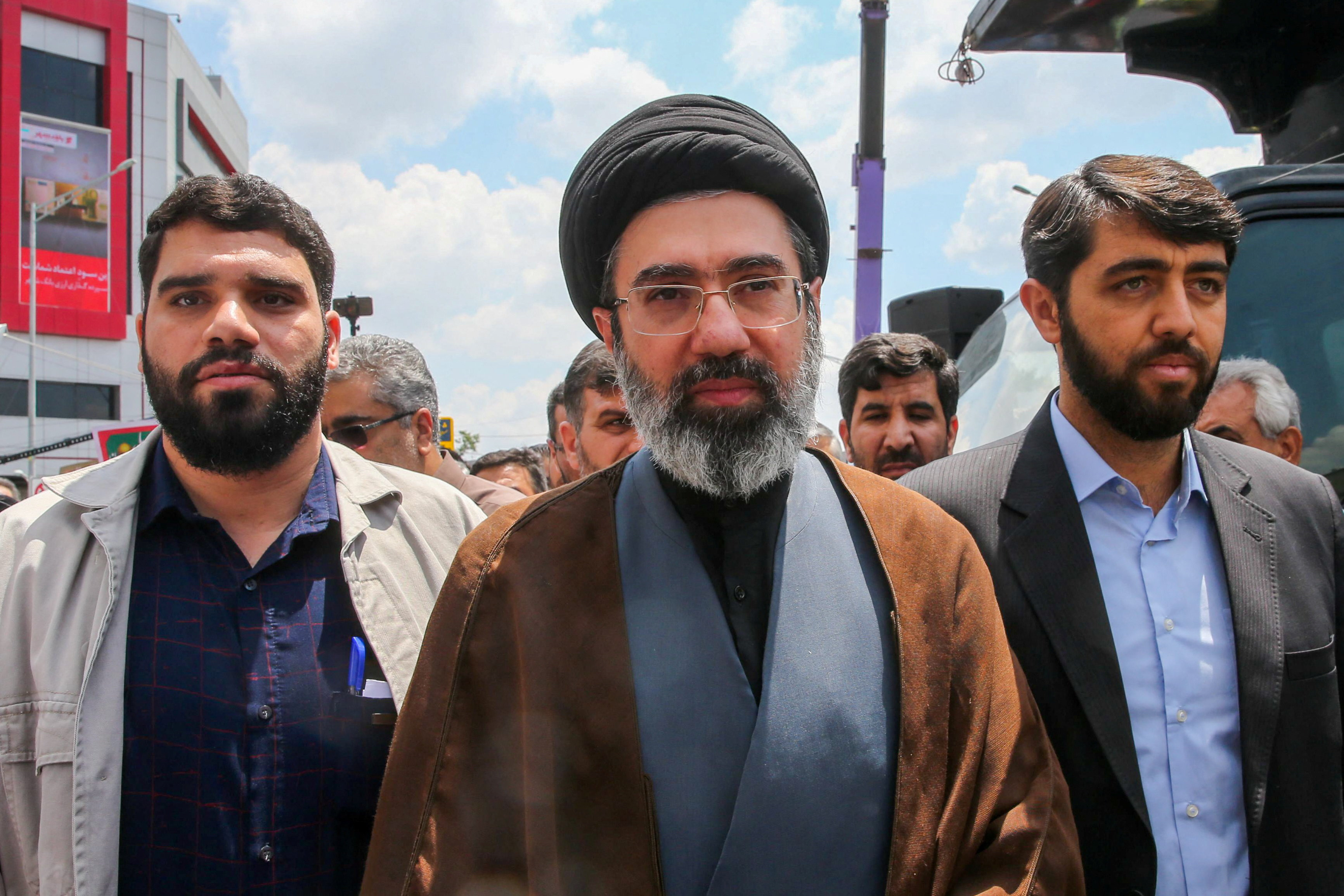 FILE PHOTO: Iran’s new supreme leader, Mojtaba Khamenei, the second son of late Iran's Supreme Leader Ayatollah Ali Khamenei, attends a rally in Tehran