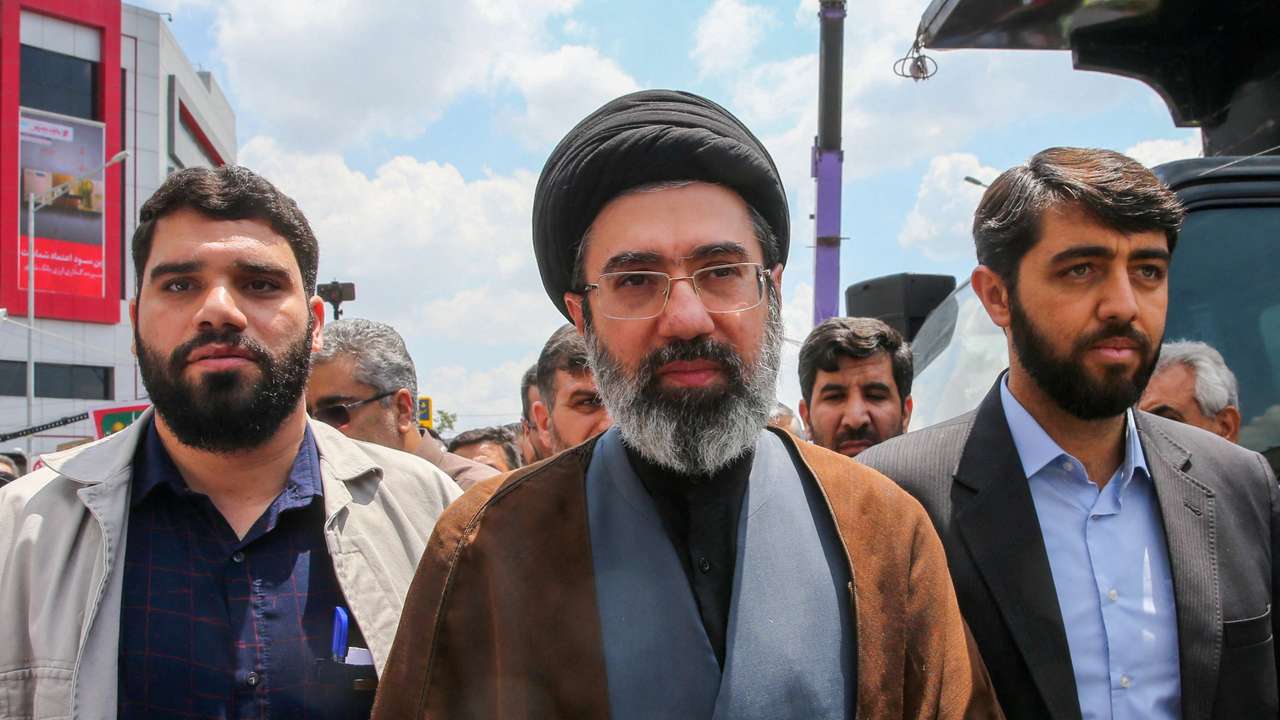 FILE PHOTO: Iran’s new supreme leader, Mojtaba Khamenei, the second son of late Iran's Supreme Leader Ayatollah Ali Khamenei, attends a rally in Tehran