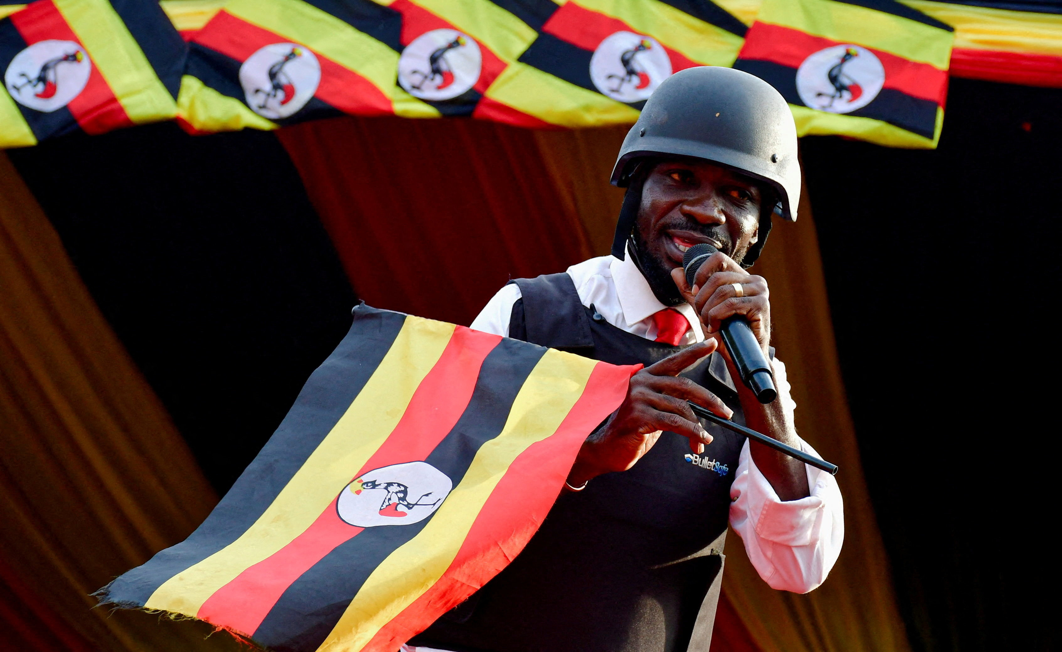 Ugandan presidential candidate Robert Kyagulanyi of the National Unity Platform (NUP) campaigns in Kampala