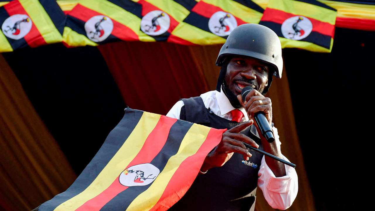 Ugandan presidential candidate Robert Kyagulanyi of the National Unity Platform (NUP) campaigns in Kampala