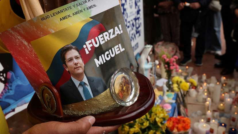 FILE PHOTO: Colombian Senator Miguel Uribe Turbay is hospitalized after being shot during a campaign event, in Bogota