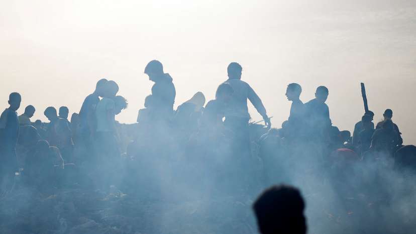 Aftermath of an Israeli strike on an area designated for displaced people, in Rafah in the southern Gaza Strip