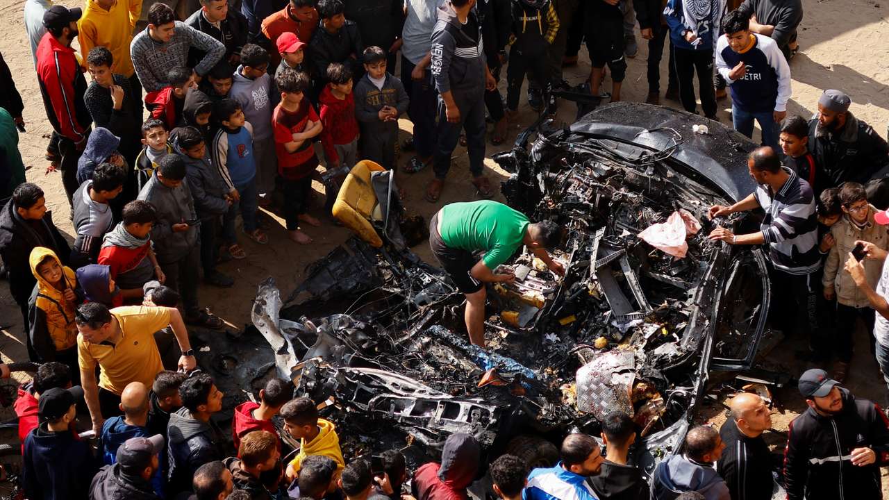 Aftermath of an Israeli strike in Rafah in the southern Gaza Strip