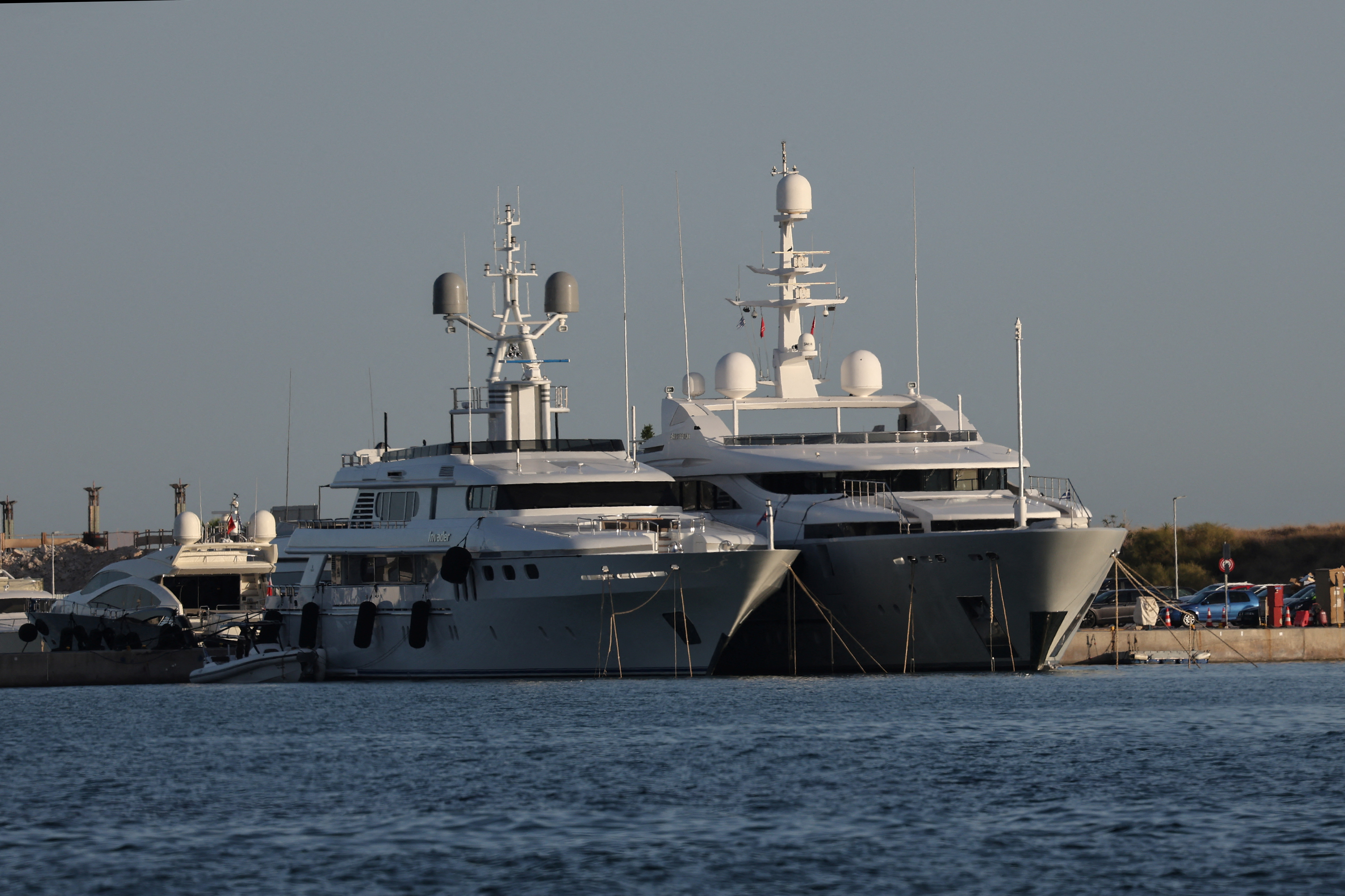 A view of a yacht, whose crew members allegedly caused a forest fire with fireworks launched from the vessel