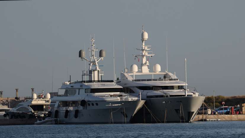 A view of a yacht, whose crew members allegedly caused a forest fire with fireworks launched from the vessel